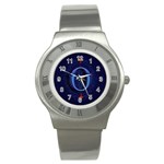 Marquis Love Dope Lettering Blue Red Alphabet O Stainless Steel Watch Front