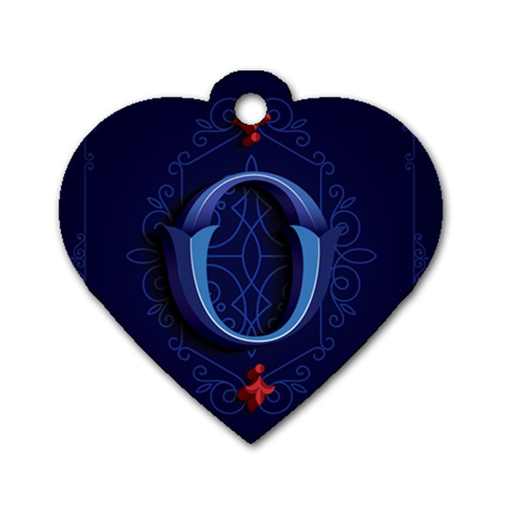 Marquis Love Dope Lettering Blue Red Alphabet O Dog Tag Heart (One Side)