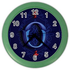 Marquis Love Dope Lettering Blue Red Alphabet O Color Wall Clocks by Mariart