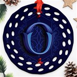 Marquis Love Dope Lettering Blue Red Alphabet O Round Filigree Ornament (Two Sides) Front