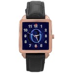 Marquis Love Dope Lettering Blue Red Alphabet O Rose Gold Leather Watch  Front