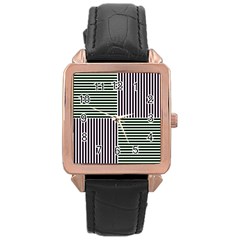 Mccollough Test Image Colour Effec Line Rose Gold Leather Watch  by Mariart