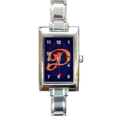 Marquis Love Dope Lettering Blue Red Orange Alphabet P Rectangle Italian Charm Watch by Mariart