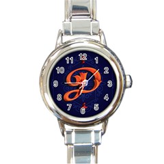 Marquis Love Dope Lettering Blue Red Orange Alphabet P Round Italian Charm Watch by Mariart