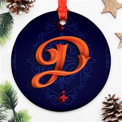 Marquis Love Dope Lettering Blue Red Orange Alphabet P Ornament (round) by Mariart