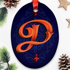 Marquis Love Dope Lettering Blue Red Orange Alphabet P Ornament (oval) by Mariart