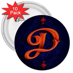 Marquis Love Dope Lettering Blue Red Orange Alphabet P 3  Buttons (10 Pack)  by Mariart