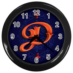 Marquis Love Dope Lettering Blue Red Orange Alphabet P Wall Clocks (black) by Mariart