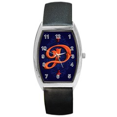 Marquis Love Dope Lettering Blue Red Orange Alphabet P Barrel Style Metal Watch by Mariart