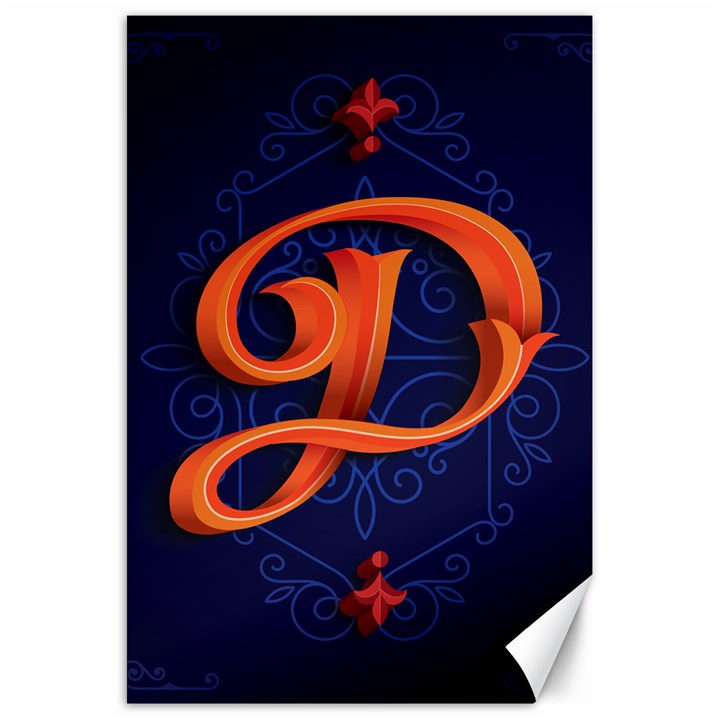 Marquis Love Dope Lettering Blue Red Orange Alphabet P Canvas 20  x 30  