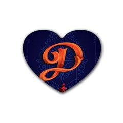 Marquis Love Dope Lettering Blue Red Orange Alphabet P Rubber Coaster (heart)  by Mariart