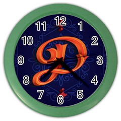 Marquis Love Dope Lettering Blue Red Orange Alphabet P Color Wall Clocks by Mariart