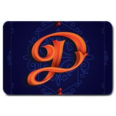 Marquis Love Dope Lettering Blue Red Orange Alphabet P Large Doormat  by Mariart