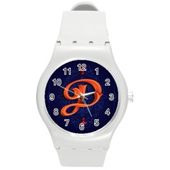 Marquis Love Dope Lettering Blue Red Orange Alphabet P Round Plastic Sport Watch (m) by Mariart