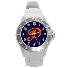 Marquis Love Dope Lettering Blue Red Orange Alphabet P Round Plastic Sport Watch (l) by Mariart