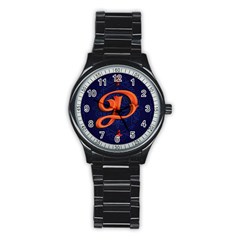 Marquis Love Dope Lettering Blue Red Orange Alphabet P Stainless Steel Round Watch by Mariart