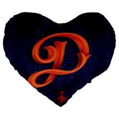 Marquis Love Dope Lettering Blue Red Orange Alphabet P Large 19  Premium Flano Heart Shape Cushions by Mariart