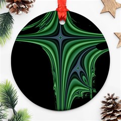 Line Light Star Green Black Space Ornament (round)