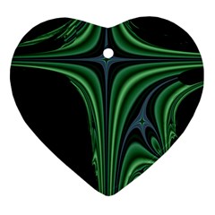 Line Light Star Green Black Space Ornament (heart) by Mariart