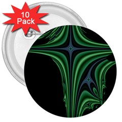 Line Light Star Green Black Space 3  Buttons (10 Pack)  by Mariart