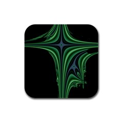 Line Light Star Green Black Space Rubber Square Coaster (4 Pack)  by Mariart