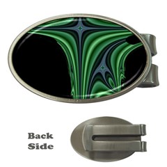 Line Light Star Green Black Space Money Clips (oval) 