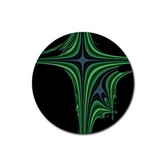 Line Light Star Green Black Space Rubber Coaster (round)  by Mariart