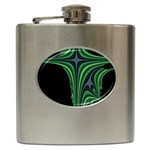 Line Light Star Green Black Space Hip Flask (6 oz) Front