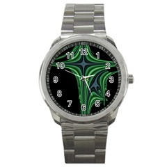 Line Light Star Green Black Space Sport Metal Watch by Mariart