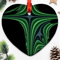 Line Light Star Green Black Space Heart Ornament (two Sides) by Mariart