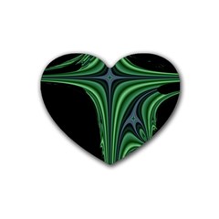 Line Light Star Green Black Space Rubber Coaster (heart)  by Mariart