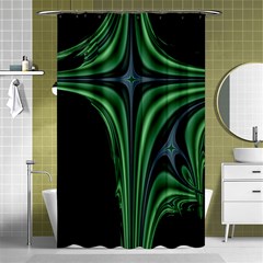 Line Light Star Green Black Space Shower Curtain 48  X 72  (small)  by Mariart