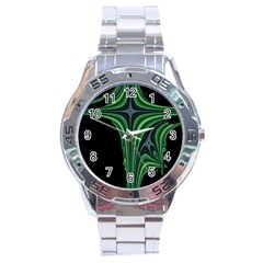 Line Light Star Green Black Space Stainless Steel Analogue Watch by Mariart