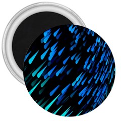 Meteor Rain Water Blue Sky Black Green 3  Magnets by Mariart