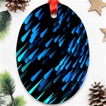 Meteor Rain Water Blue Sky Black Green Ornament (Oval) Front