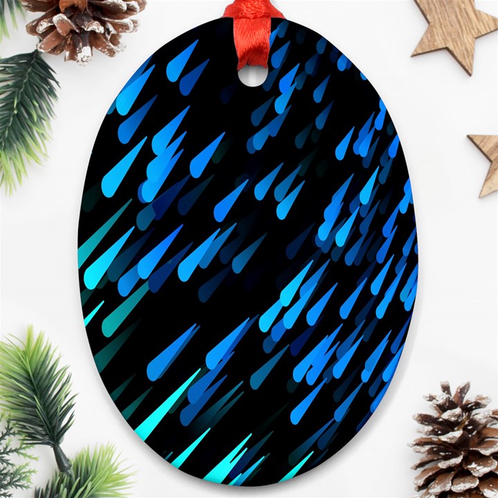 Meteor Rain Water Blue Sky Black Green Ornament (Oval)