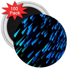 Meteor Rain Water Blue Sky Black Green 3  Magnets (100 Pack)