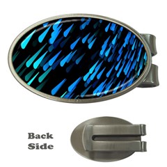 Meteor Rain Water Blue Sky Black Green Money Clips (oval) 