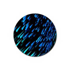 Meteor Rain Water Blue Sky Black Green Rubber Round Coaster (4 Pack)  by Mariart