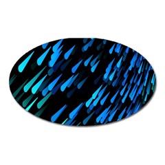 Meteor Rain Water Blue Sky Black Green Oval Magnet by Mariart