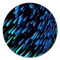 Meteor Rain Water Blue Sky Black Green Magnet 5  (round)