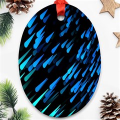 Meteor Rain Water Blue Sky Black Green Oval Ornament (two Sides) by Mariart