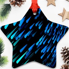 Meteor Rain Water Blue Sky Black Green Star Ornament (two Sides) by Mariart