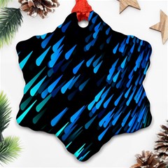 Meteor Rain Water Blue Sky Black Green Ornament (snowflake) by Mariart