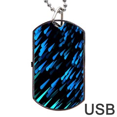 Meteor Rain Water Blue Sky Black Green Dog Tag Usb Flash (one Side) by Mariart