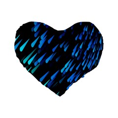 Meteor Rain Water Blue Sky Black Green Standard 16  Premium Flano Heart Shape Cushions by Mariart