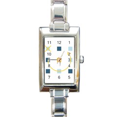 Plaid Arrow Yellow Blue Key Rectangle Italian Charm Watch