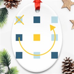 Plaid Arrow Yellow Blue Key Ornament (oval)