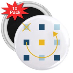 Plaid Arrow Yellow Blue Key 3  Magnets (10 Pack) 