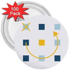 Plaid Arrow Yellow Blue Key 3  Buttons (100 Pack)  by Mariart